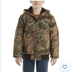 Carhartt Zip-Front Canvas Insulated Hooded mossy oak Camo Jacket boys 6